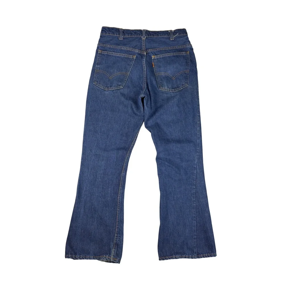 Vtg Levi's 646 Orange Tab Big E Dark Denim Flare Jeans 30x28.5 Talon 42 60s 70s